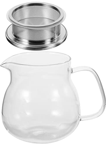 INNAL Clear Kettle Clear Kettle Glass TeaSelected Pots and Utensilswith Stainless Steel Filter Lid Handheld Tea Maker for Loose Tea Glass Tea Kettle for Home Office (500ml) Glass Tea Sel