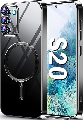 Neivi für Samsung Galaxy S20 Hülle für Mag-Safe mit Kameraschutz mit Schutzfolie, Transparent Vergilbungsfrei [Unzerstörbarer Militärschutz] Dünn Stoßfeste Schutzhülle Handyhülle Samsung S20 (Schwarz)