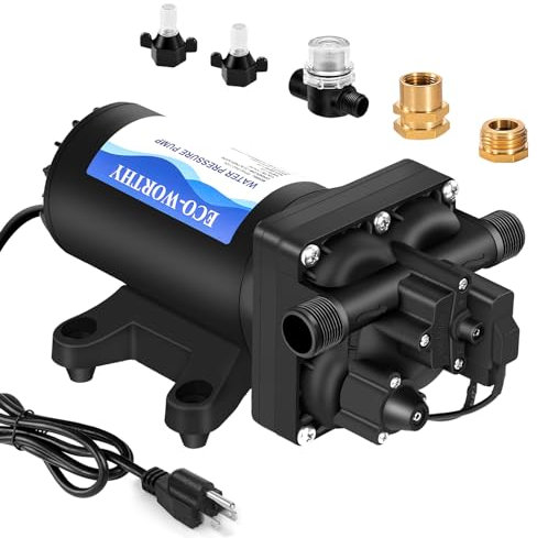 ECO-Worthy - 110V AC on Request Cool Transfer Diaphragm Water Pump, 5.5 GPM 70 PSI, Black