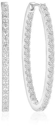 Sif Jakobs Jewellery Damen Ohrringe – 925 Sterling Silber rhodiniert, polierte Oberfläche, handgefasste facettierte weiße Zirkonia, Länge 23 mm