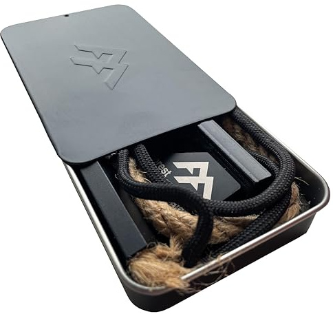Pocket Fire Lighting Kit | Ferro Rod Fire Steel Kit Tin | All-Weather Pocket-Sized | Handmade Waxed Canvas | Forest Fundamentals™