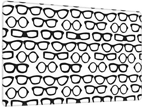 Mauspad, Brille, weiß, schwarz, bedruckt, Gaming-Mauspad, 40 x 75 cm, für Zuhause, Büro, Internet, Cybercafé