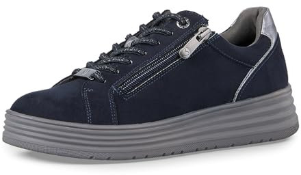 MARCO TOZZI Damen Plateau Sneaker mit Schnürsenkeln Freizeit, Blau (Navy Comb), 39 EU