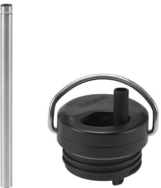 Klean Kanteen TKWide Drehverschluss mit Strohhalm-Set, wiederverwendbarer Strohhalm-Deckel, Premium-Wasserflaschenzubehör, auslaufsicher und spülmaschinenfest, Schwarz