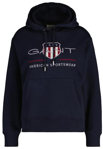 Gant Damen Archive Shield Hoodie Kapuzenpullover, Evening Blue, XL