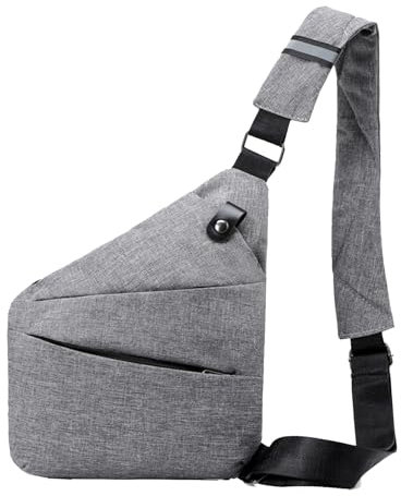Anti Diebstahl Tasche Damen Diebstahlsichere Reisetasche Tasche Diebstahlsicher Brusttasche Sichere Tasche Anti Theft Travel Bag Flex Tasche Umhängetasche Bodybag Rechtshänder (Grau)