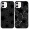 Foonary 2 Pack Black Print Phone Case Compatible with iPhone 12/iPhone 12 Pro 6.1, Slim Soft Silicone with Fashion Star Design Aesthetics Pattern Cases, Shockproof Bumper Protector Cover