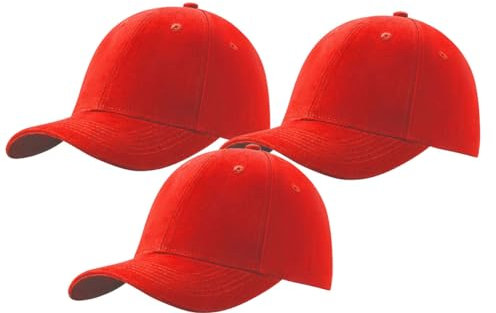 MFAZ Morefaz Ltd Set 3X Herren Baseballkappe Cap Verstellbarer Riemen Baseball Mütze (DE/NL/SE/PL, Alphanumerisch, M, XL, Red)