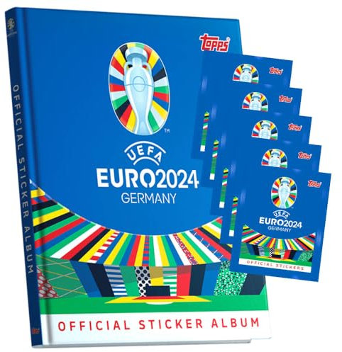 Generisch Topps UEFA EURO 2024 Sticker - Fußball EM Sammelsticker - 1 Hardcover Album + 5 Tüten