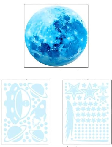 WBZOWRB 3 Blatt Leuchtsterne Kinderzimmer, Wandaufkleber Kinderzimmer, Wandtattoo Junge Wandsticker Selbstklebend, Sternenhimmel Kinderzimmer Leuchtaufkleber Mond Sterne Fluoreszierend Wand Aufkleber