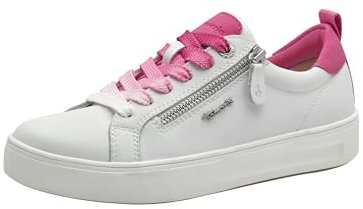 Tamaris Comfort Damen Sneaker flach mit Reißverschluss Freizeit, Weiß (White/Fuxia), 40 EU