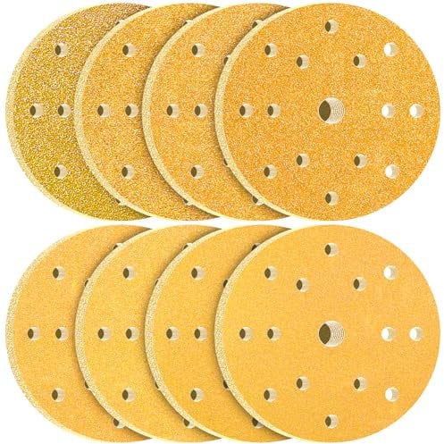 KONGMING 80 Stück Schleifpapier 150mm Klett Körnung 40 60 80 120 180 220 320 400 15 Loch für Exzenterschleifer