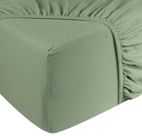 DoubleDry Spannbettlaken Jersey 180x200cm - 100% Baumwolle - Spannbetttuch - 28cm Steg - Grün