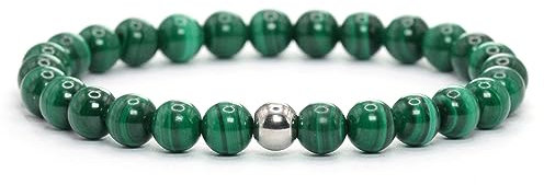 Echtes Malachit AAA Edelstein Armband mit 6mm Perlen - verschiedene Längen - Heilstein Schutzstein Talisman Glücksbringer Geschenk (Malachit, 22CM)