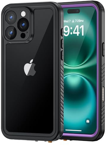 Lanhiem for iPhone 16 Pro Case, IP68 Waterproof Dustproof Shockproof Cases with Built-in Screen Protector, Full Body Protective Heavy Duty Rugged Phone Cover for iPhone 16 Pro - 6.3 inch (Purple)