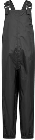 Mountain Warehouse Pakka Kids Waterproof Dungarees - Overtrousers with Taped Seams & Packaway Bag, Boys & Girls - Autumn Winter Wet Weather, Walking, Outdoors & Camping Black Kids Size 9-10 Years