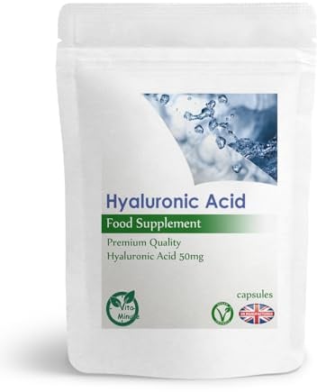 Hyaluronic Acid 50mg Capsules | Anti Ageing Properties, Skin, Bones and Hair Care | Vegan (Pack of 180)
