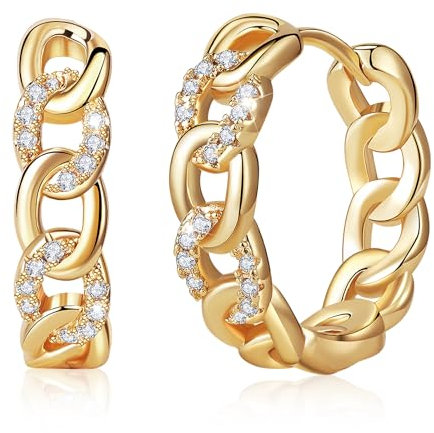 Richapex Gold Ohrringe Damen 18K Gold Cerolen Ohrringe Hoop für Damen Ohrring Stecker mit Zirkonia