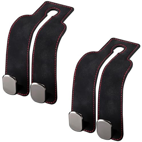 Yeria 2Pcs Car Seat Hooks for Headrest, Back Seat Headrest Hooks, Car Storage Accessories, Car Double Hook Purse Hook, Car Headrest Hanger with Metal Hooks