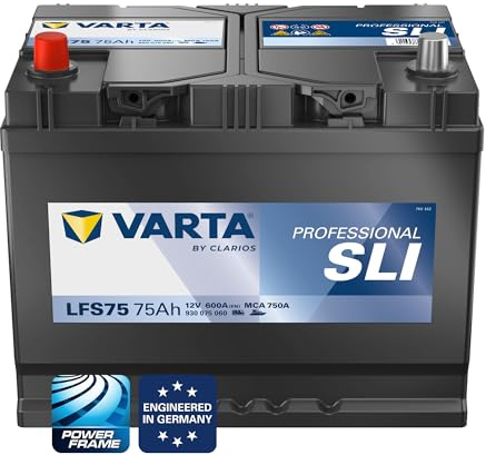 VARTA Professional Starter (LFS75) 12V 75Ah 600A - Nassbatterie für kleinere Schiffe & Boote - Resistente Starterbatterie für herausragende Leistung - Wartungsfreie Bleisäurebatterie