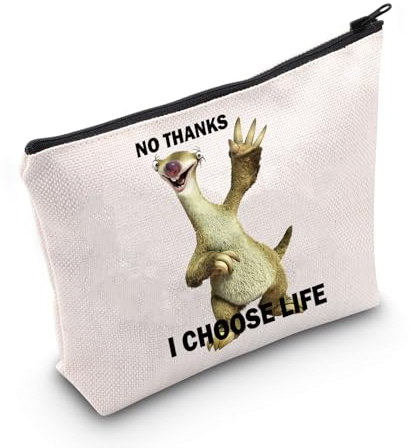 The Faultier Make-up-Tasche, Faultier-Liebhaber, Geschenk, mit Reißverschluss, Aufschrift No Thanks I Choose Life, Vielen Dank für Großbritannien