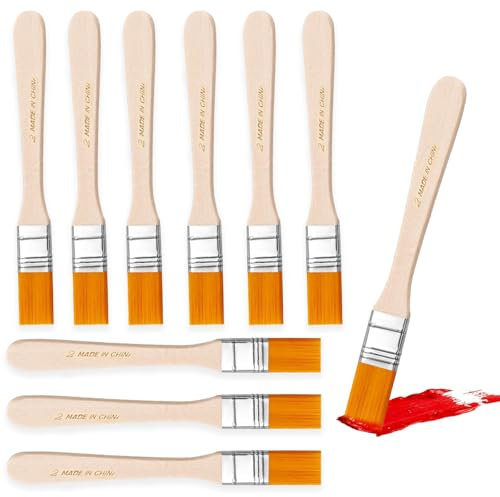 Set di Pennelli Piatti Larghi, 10 Pezzi Pennello Piatto Acrilico, Pennelli Pittura Muri, Pennello Piatto per Pittura, Manico in Legno Pennello Artista set per Pittura ad Olio, Acquerello