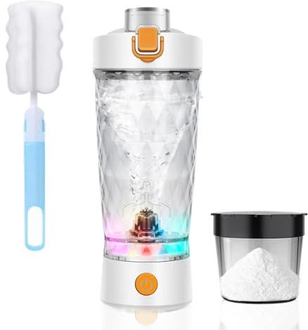 Shaker Elektrisch Protein Shaker mit Pulverfach,Shaker Proteinshake 500ML,Elektrischer Shaker für Eiweiß- & Sportgetränke,BPA-frei, mit Tritan,USB Wiederaufladbar Eiweiß Shake Mixer Elektrisch,Weiß