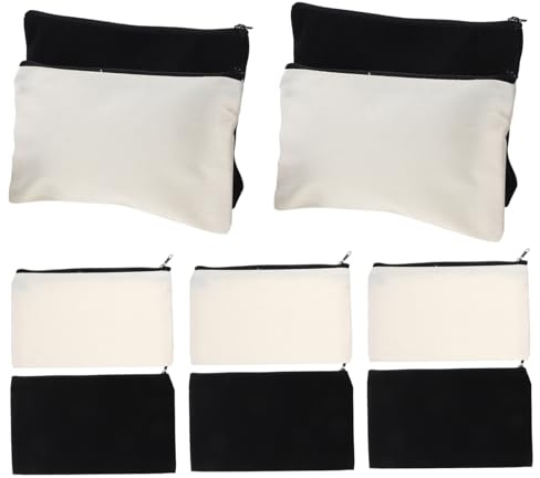 HAPINARY 12stücke Canvas Kosmetiktasche DIY-bastelbeutel Federmäppchen Aus Segeltuch Wärmeübertragungs-Make-up-Tasche Kosmetik-Organizer-Beutel Reisen Reißverschlusstasche Für Make-up