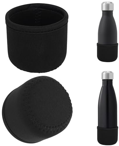 Linkidea 2 Stück Wasserflaschenstiefel kompatibel mit 255 ml / 340 ml / 482 ml S'well Original, BJPKPK, Mira Cascade Cola geformte Flaschen, Neopren-Flaschenboden-Stoßstangenschutz (schwarz)