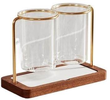 ZZlei2yu-12 Besteckhalter Utensilienhalter, Besteckabtropfgestell aus Glas mit 2 Fächern for Utensilien-Organizer Küchenutensilienhalter