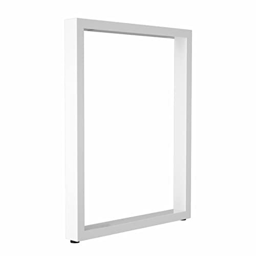 XMDEUR Pieds de table réglables en métal industriel pour table à manger, table d'écriture, table basse, pieds de meubles à monter soi-même, pieds carrés en tube carré, accessoires blancs (1 ensemble)