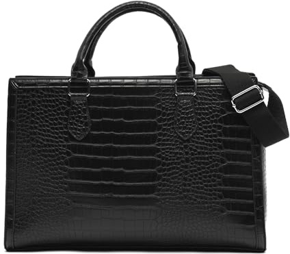 MISAKO Coco Laptoptasche 13 Zoll mit Animal-Prägung und abnehmbarem Schulterriemen Damen - Coco Schwarz 26x12x39cm