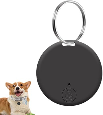 Traceur GPS pour Chien et Chat, Traceur Localisateur D'objets GPS Compatible avec iOS/Android, Traceu-r Miniature Rond pour Valises/Portefeuilles/Clés/Sacs/Bagages, Batterie Remplaçable
