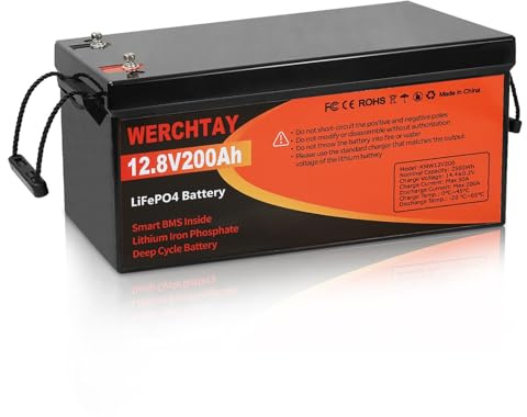 12V 200Ah LiFePO4 Battery with Smart BMS 4000-15000 Cycles Deep Cycle Battery with Low Temperature Protection RVs, Solar Systems, Ships, Mains Independent Applications