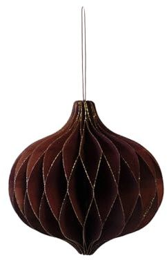 coopz Papier Weihnachtsschmuck Zwiebel Weihnachtskugel Anhänger 11 cm Christbaum, Farbe:Bordeaux