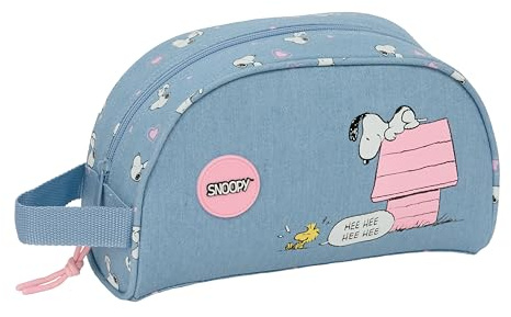 Snoopy Große Kulturtasche für Kinder, anpassbar an den Wagen, ideal für Kinder von 5 bis 14 Jahren, bequem und vielseitig, Qualität und Widerstandsfähigkeit, 26 x 16 x 9 cm