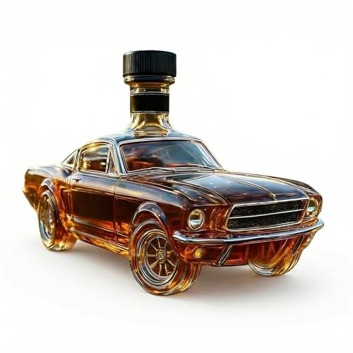 PORUPAEL 300ML Car Shaped Whiskey Decanter - Hand-Blown 3D Sports Car Design Glass Bottle, Novelty Whiskey Dispenser, Unique Gift Ideas for Car Lovers & Whiskey Enthusiasts
