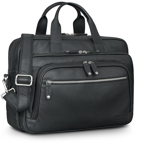 ROYALZ Torino grande valigetta da uomo in pelle business – borsa per computer 14 – 17 pollici in vera pelle borsa a tracolla grande per ufficio, lavoro viaggi – borsa da lavoro vintage in pelle