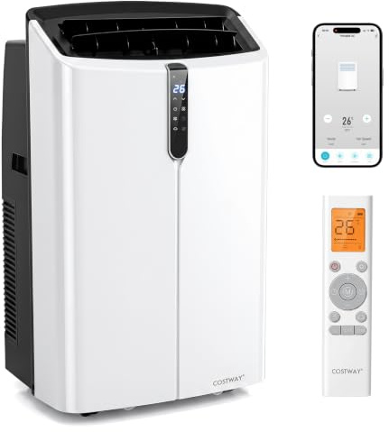 COSTWAY 14000 BTU Klimaanlage mobil mit Abluftschlauch, Fernbedienung/Wifi | Klimagerät mobil mit Kühlung, Heizung, Entfeuchtung, Ventilator & Schlafmodus, Air Conditioner leise, Kühlgerät 4,1kW / 3,5kW