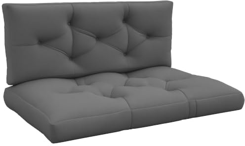 Outsunny 2 Sitzer Palettenkissen 120x80x12 cm Bankauflage Dunkelgrau | mit UV-Schutz, Wasserabweisend, Sitzkissen, Polsterauflage, für Palettensofa, Balkon, Gartenbankauflage