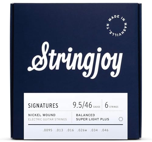 Stringjoy BAL95 Signature Nickel Electric Guitar Strings, (Balanced Super Light Plus Gauge - 9.5-46)