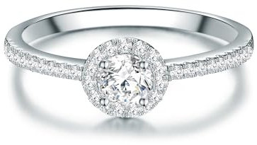 Trilani Damen Verlobungsring aus 925/- Sterling Silber mit Zirkonia im Brilliantschliff Entouragering Antragsring