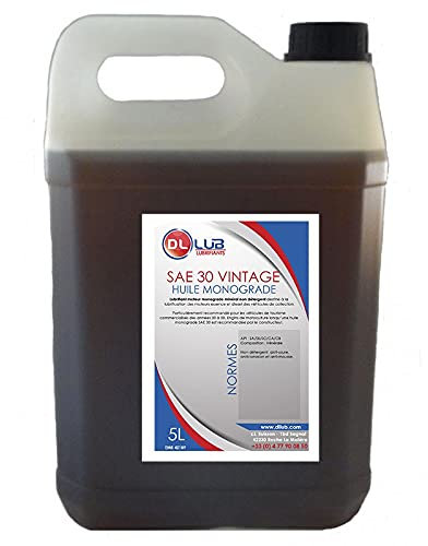 DLLUB - HUILE MONOGRADE SAE 30 VINTAGE non detergente - 5 litres