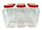 Truenova- Set of 6 x 4.5L X Large Plastic Storage Jars Kitchen/Garage Organisation & Large Red Flat Lids