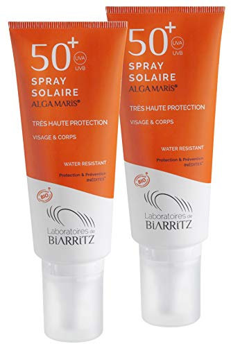 2er Pack Alga Maris Sonnenspray LSF50 100ml | BIO zertifizierte Naturkosmetik von Laboratoires de Biarritz | mit Sofortschutz und ohne Weißeleffekt