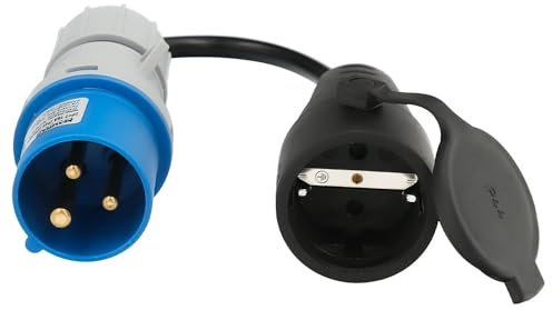 Adaptador de clavija CEE a Schuko, 2 polos + Tierra. Max. 16A. 230V