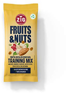 ZIG - Fruits & Nuts - Training mix 300g | Anacardi, mandorle, uva sultanina, bacche di licia, semi di zucca |(10 bustine da 30g) Pack 100% compostabile