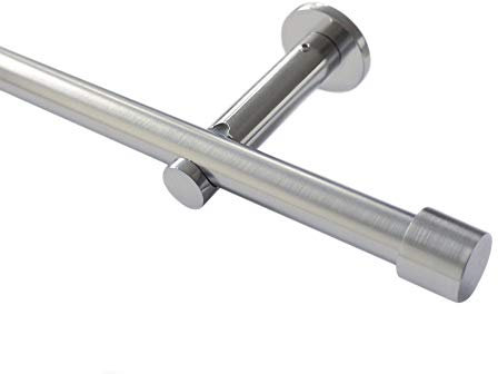 HUGG Gardinenstange Cap (vm.77) Ø 16mm, Wandmontage, Edelstahl-Optik - 190 cm