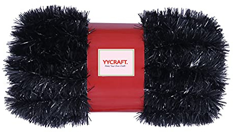 YYCRAFT 13,7 m (45 Fuß) kommerzielle Länge, Dicke Folie, Lametta, Weihnachtsgirlande, Klassische Weihnachtsdekoration (5,1 cm, schwarz)