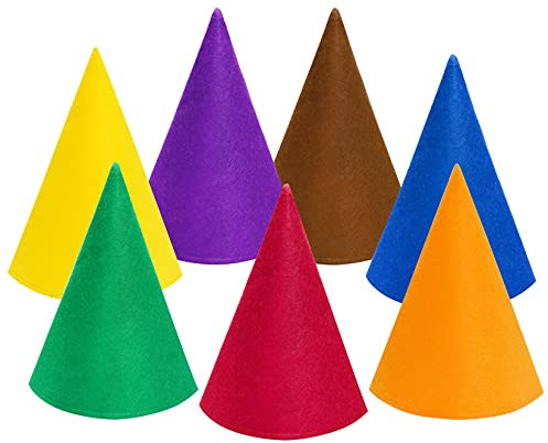 7 Packungen Weihnachts-Zwergenhüte, Filzkegel, Zwerghüte für Unisex Erwachsene Teens Elfenhüte für Halloween Party Zubehör, 7 Farben